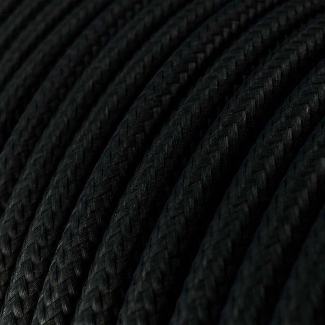 Câble textile rond effet soie - Noir - 3x0.75 - Longueur 5 mètres