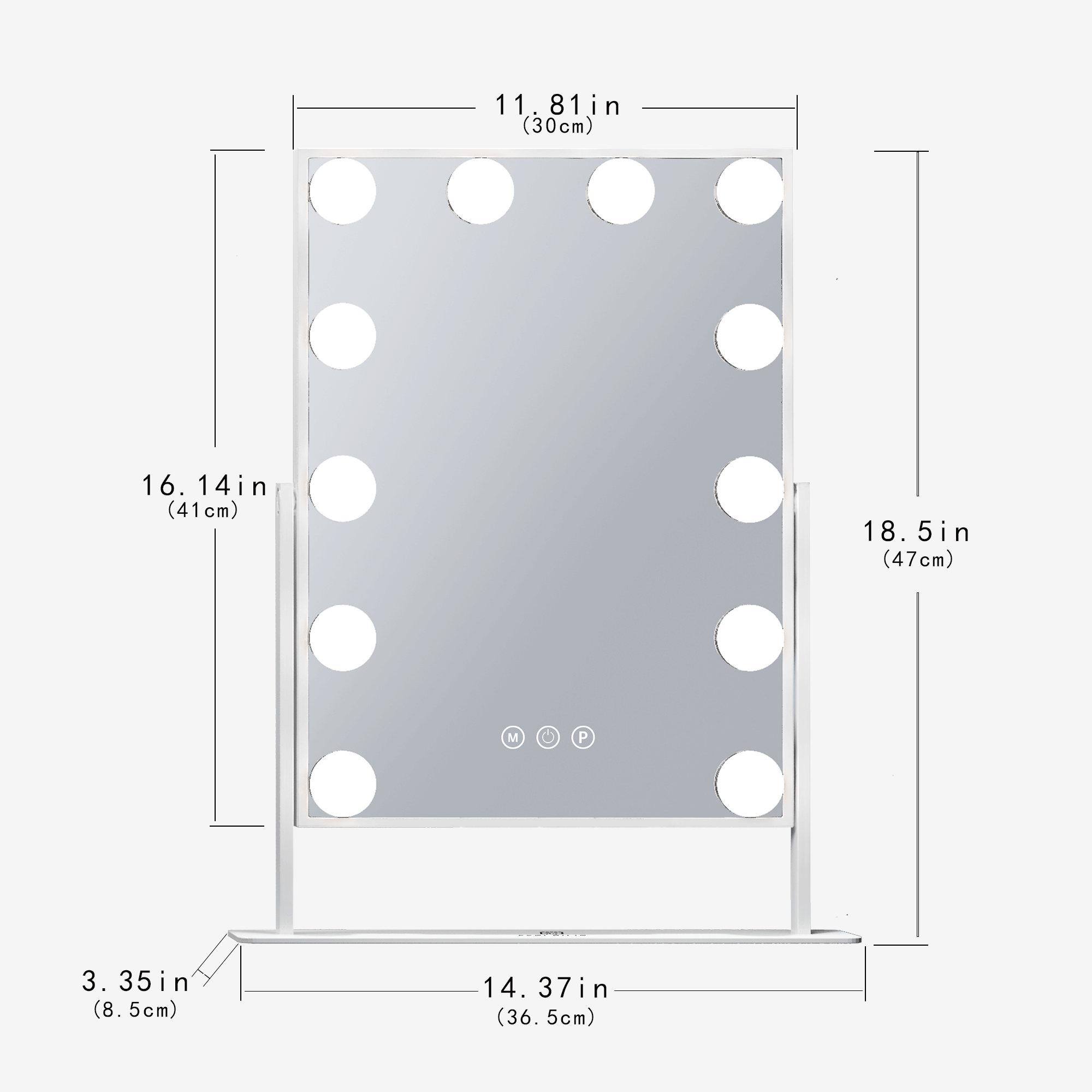 Miroir de maquillage Hollywood lumineux LED coiffeuse - 30 x 41 cm - 7