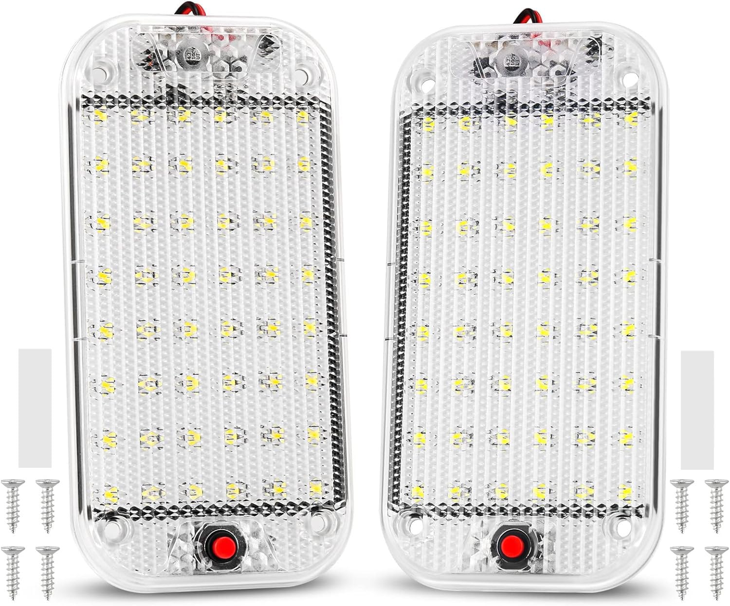 12V-85V Wewnętrzne Lampki z 48 LED Lampa Oświetleniowa Samochodowa z Przełącznikiem do Vana Campingu Łodzi 2 Sztuki
