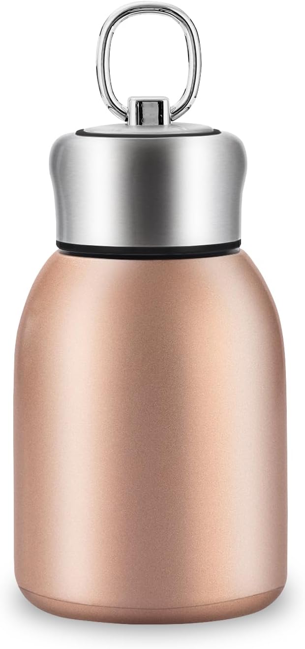 300 ml mała butelka termiczna ze stali nierdzewnej, bez BPA, przenośna butelka próżniowa do napojów gorących i zimnych, różowe złoto