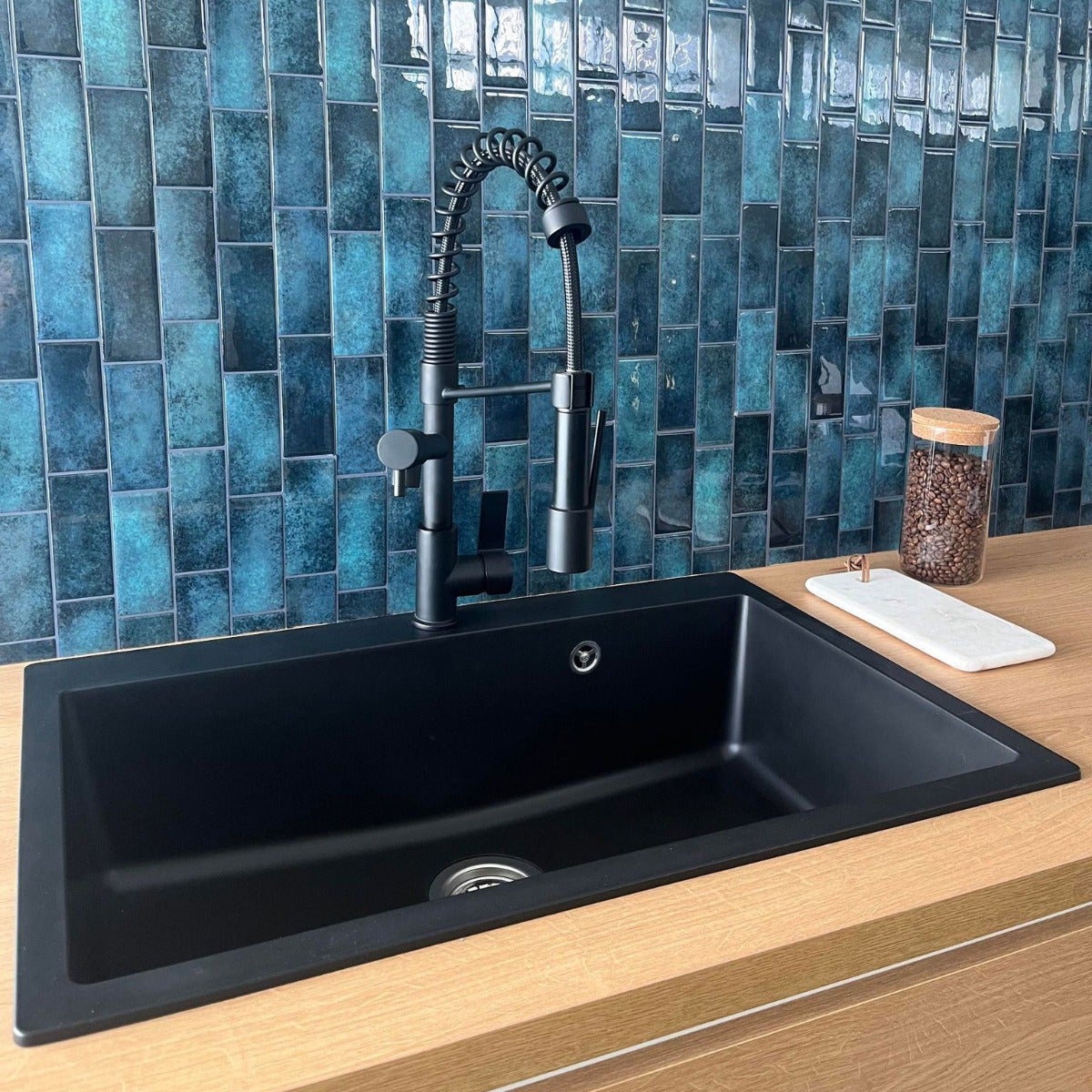 Sierra lavello a vasca grande singola 76x50 in resina nera - 2