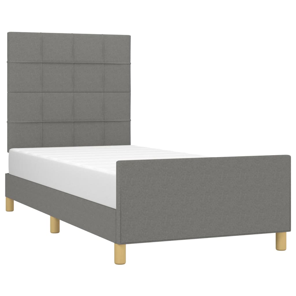 Cadre de lit sans matelas gris foncé 100 x 200 cm tissu - 3
