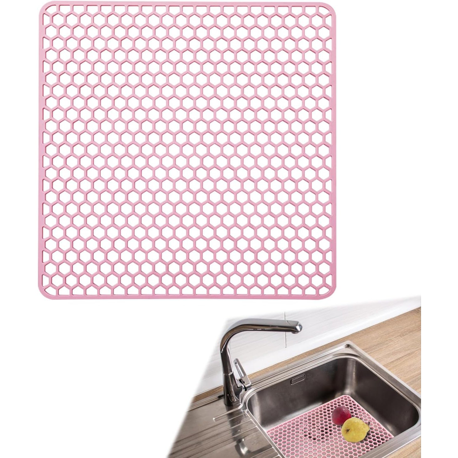 Tapis D'évier Pliable Et Creux, Bouchon D'évier En Silicone Souple Tapis Multifonctionnel Tapis Isolant Thermique Pour Vaisselle Rose 1 Piece 98452452