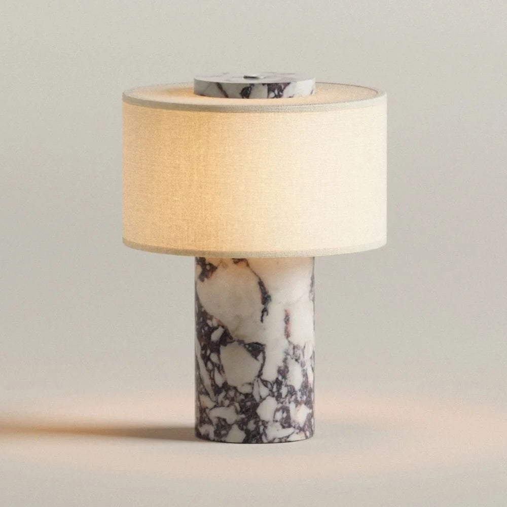 Leroy Merlin Lámpara de mesa inalámbrica regulable, lámpara de mesita de noche de mármol, lámpara de escritorio táctil recargable, 3 temperaturas de color. 