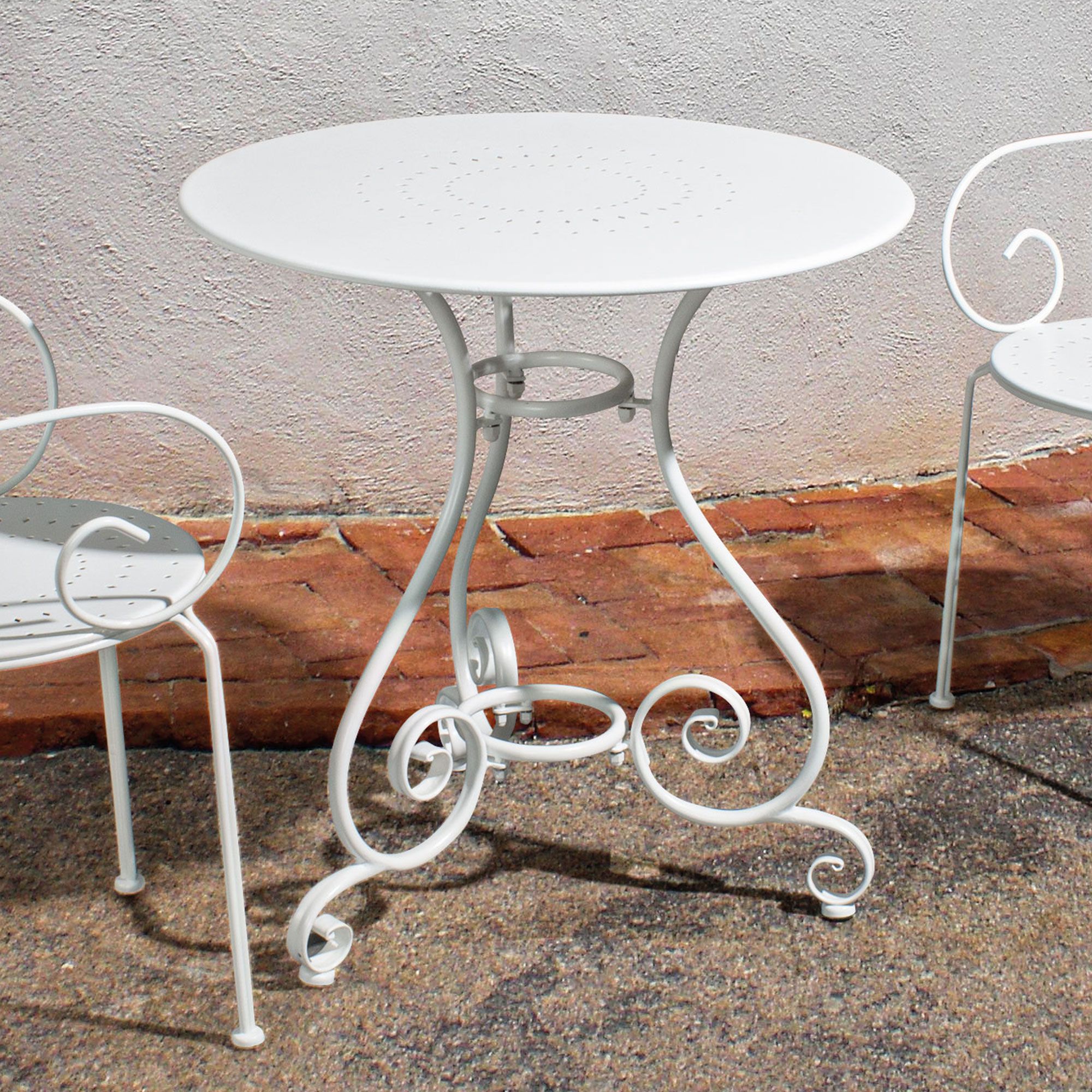 Table de jardin ronde 70 cm en acier blanc - LINTY | Leroy Merlin