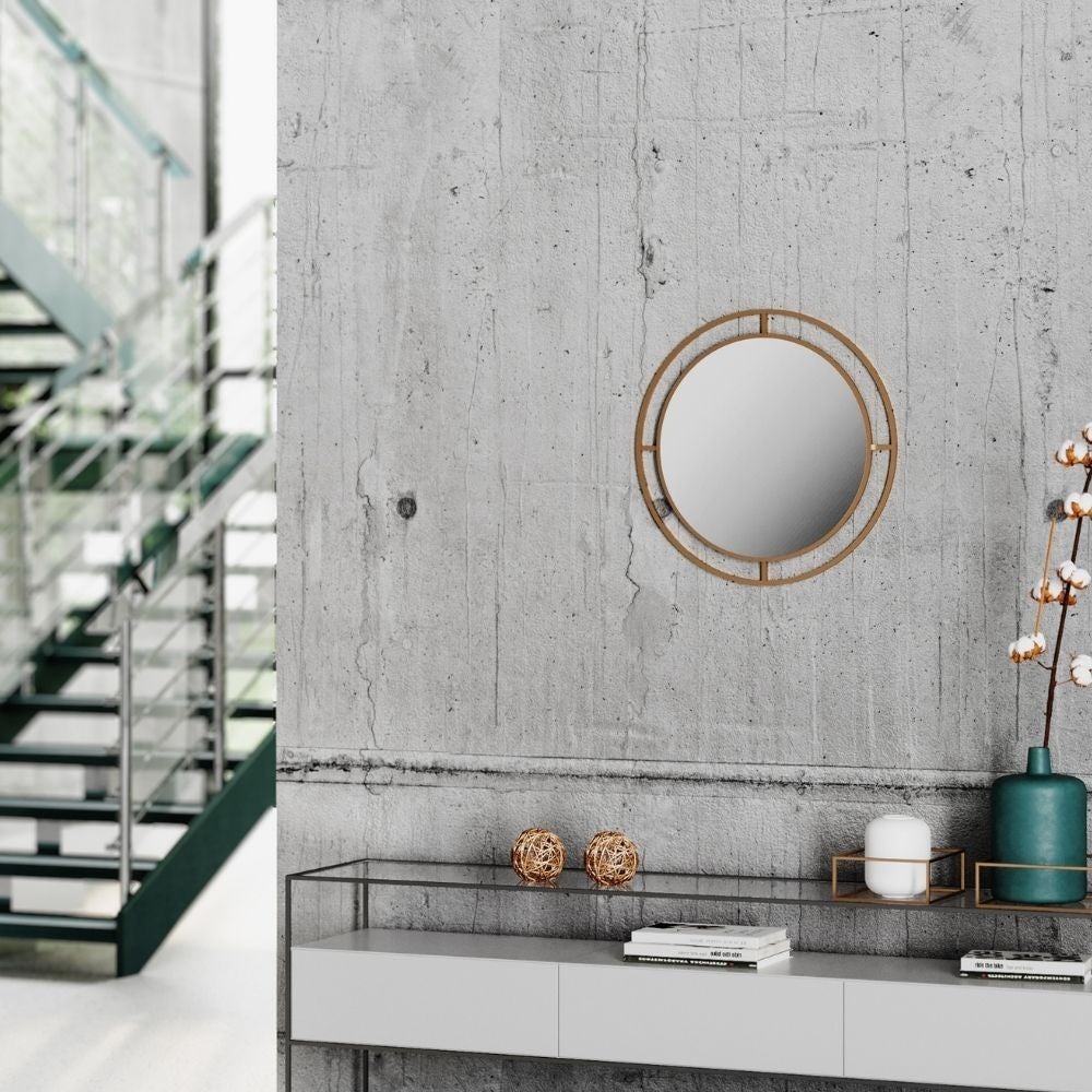 Specchio rotondo con doppia cornice Bubble in metallo colore oro - 4