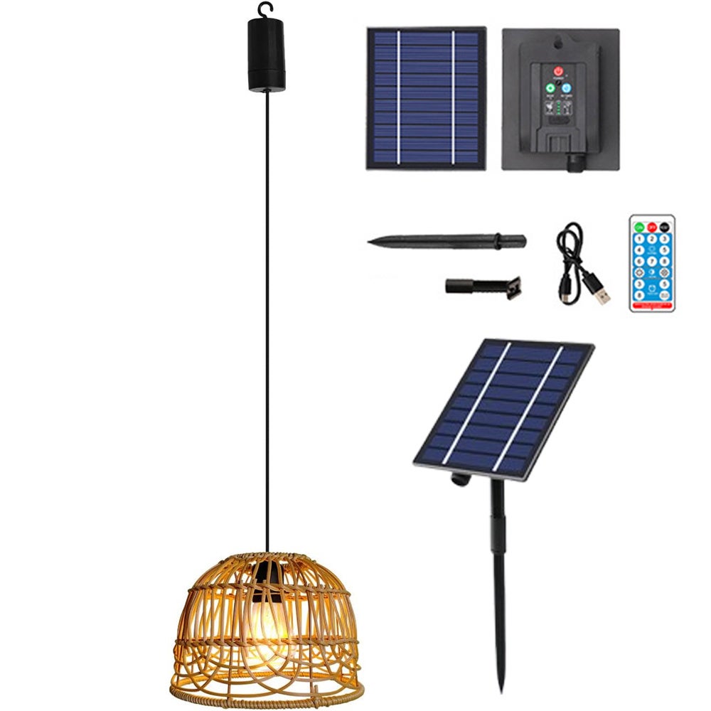 Żyrandol do altany zewnętrznej, solarny żyrandol z pilotem, zewnętrzna lampa LED do ogrodu i na patio