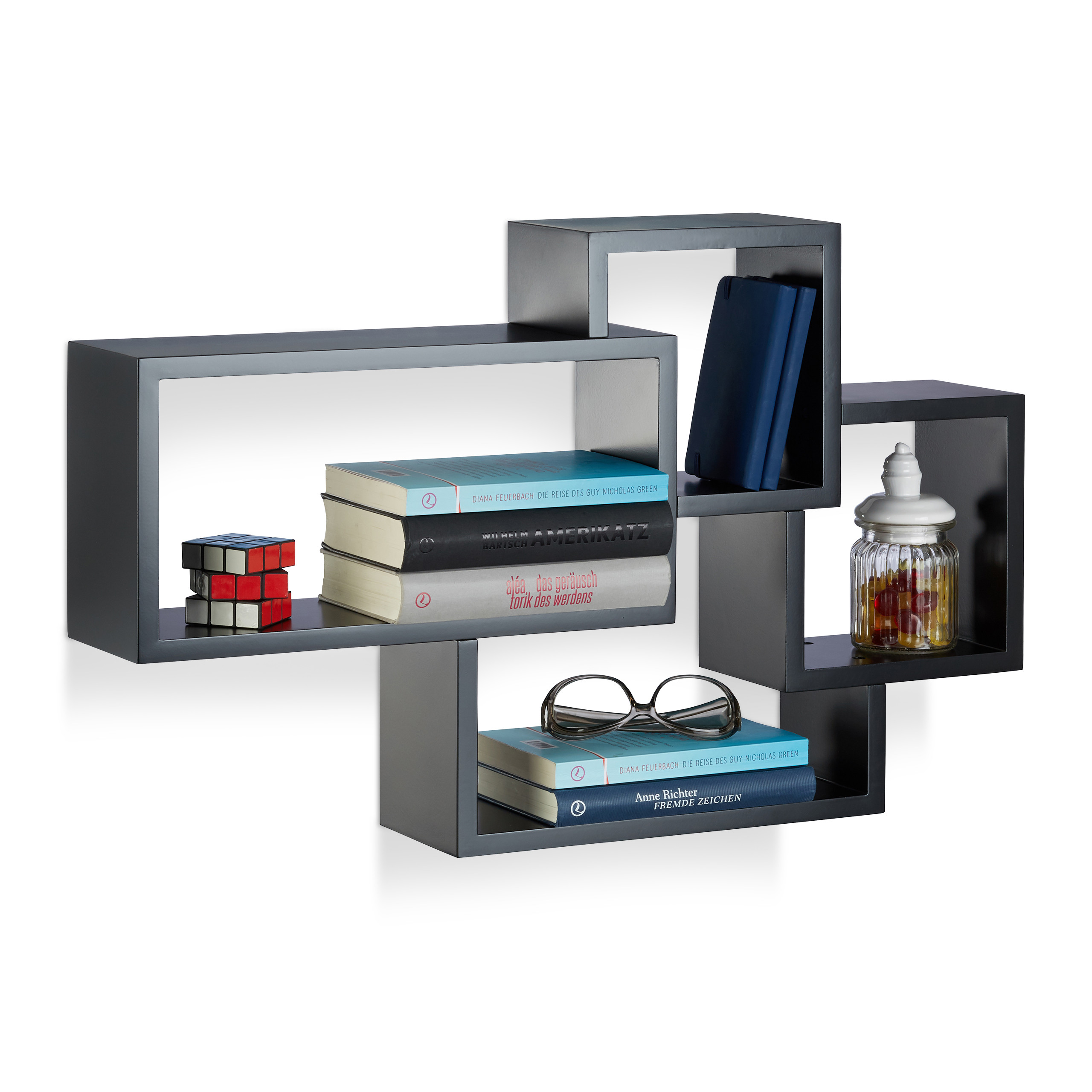 Relaxdays Étagère Flottante Murale 4 Cubes (69 X 12 X 42 Cm