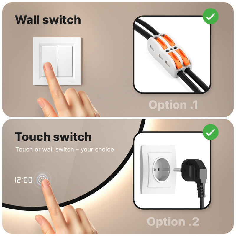 Miroir de salle de bain Mirlux avec éclairage LED et fonction chauffante - Miroir mural rond - Miroir de douche anti-condensation - Noir mat - 120 cm - 5