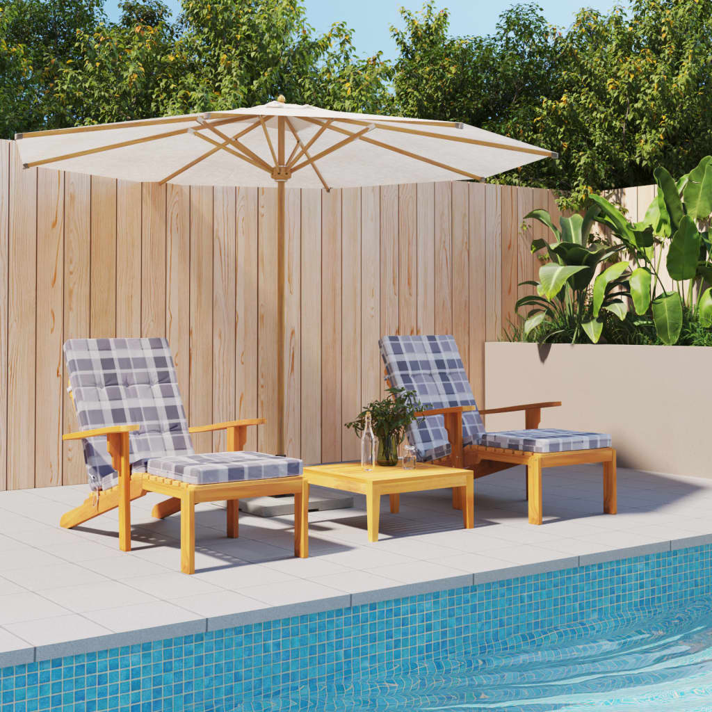 Poduszki na leżaki, 2 szt., szara krata, tkanina Oxford vidaXL