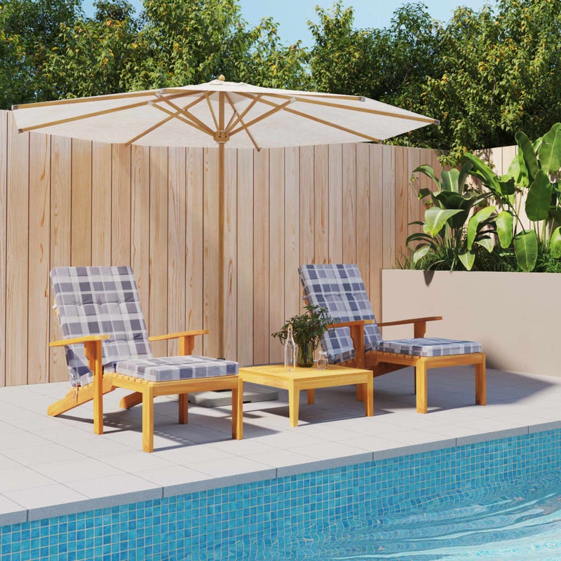 Poduszki na leżaki, 2 szt., szara krata, tkanina Oxford vidaXL