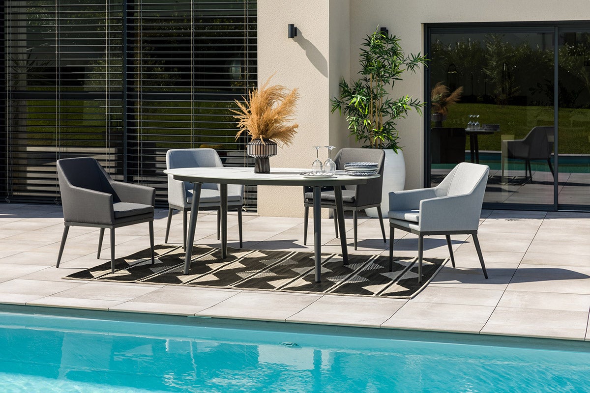 Table De Jardin En Aluminium Et Céramique 180 Cm Jade - Pour 6/8 Personnes, Montage Facile, Plateau 180x90 Cm - 5