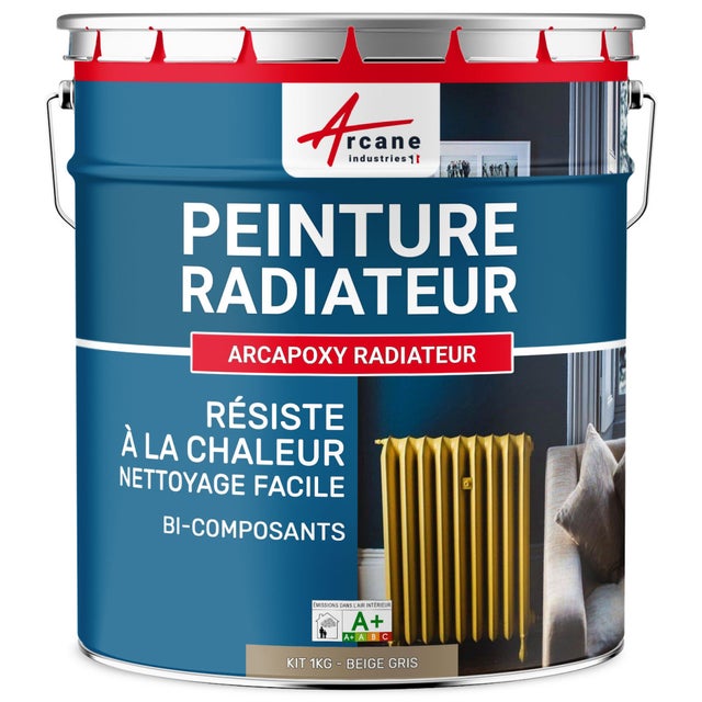 Peinture Radiateur fonte acier alu - PEINTURE RADIATEUR - 1 kg (jusqu'à 5 m² en 2 couches) Beige Gris - RAL 1019 - ARCANE INDUSTRIES