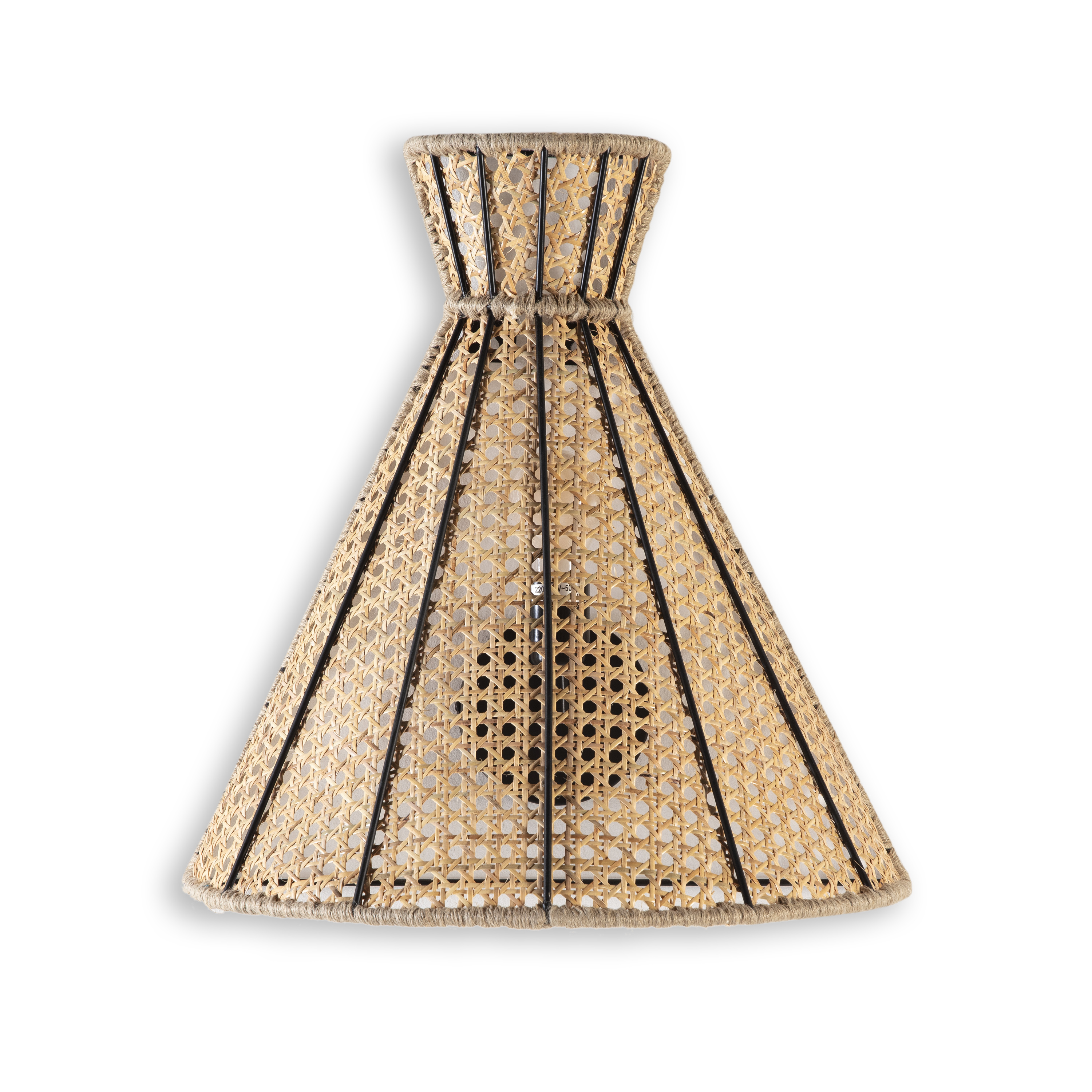 Applique murale 42 x 20 x 43 cm, métal noir, rotin naturel | Leroy Merlin