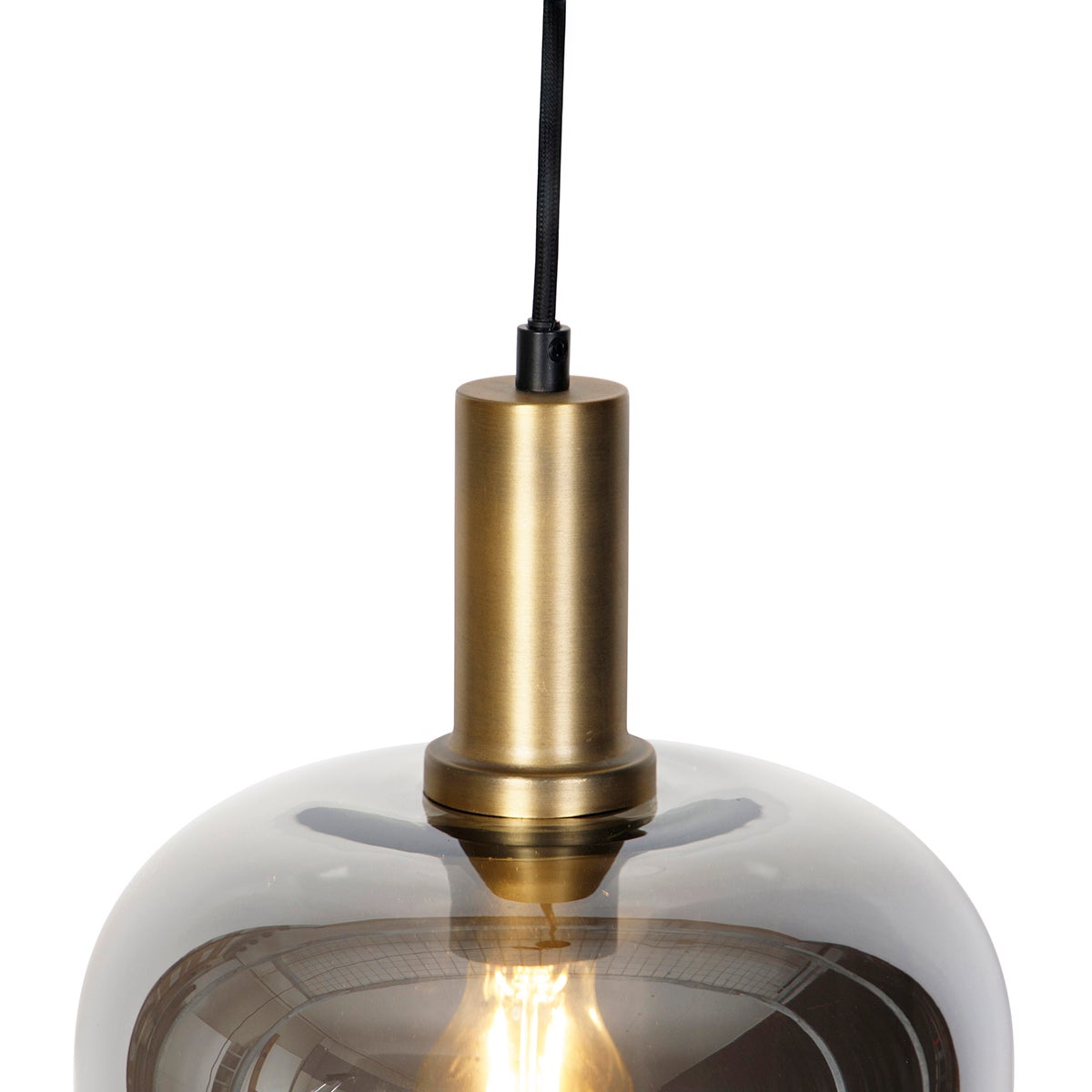 Qazqa design lampe suspendue intelligente - Zuzanna - noir et fumé, rond, ampoule led 7w, e27, 2700k - 6500k, dimmable, 25cm, - 4