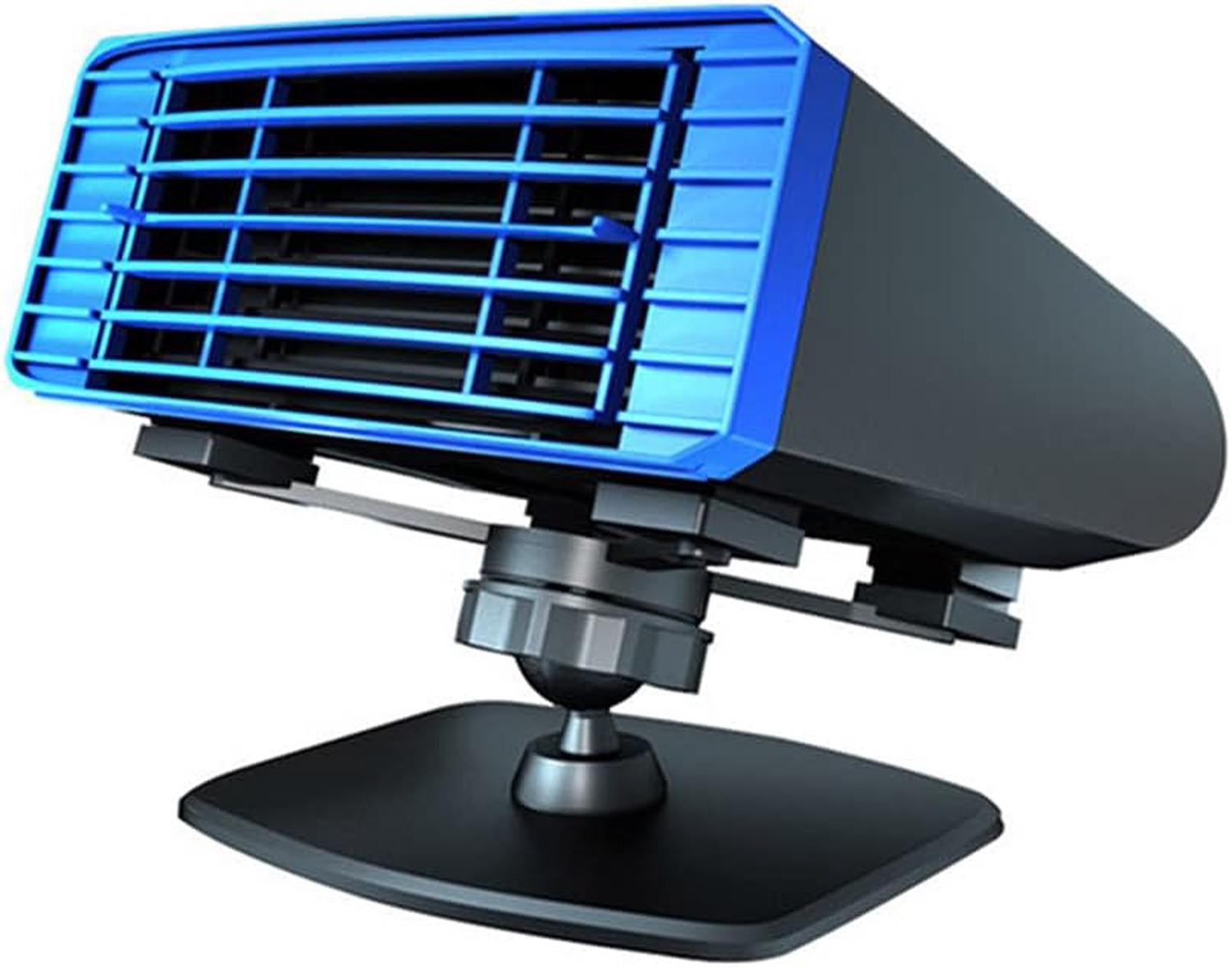TOTMOX Chauffage De Voiture Portable 12V, Noir Dégivreur Désembueur Avec Ventilateur De Refroidissement à Deux Modes, Prise Allume-cigare 150 W, Réglable à 360 Degrés