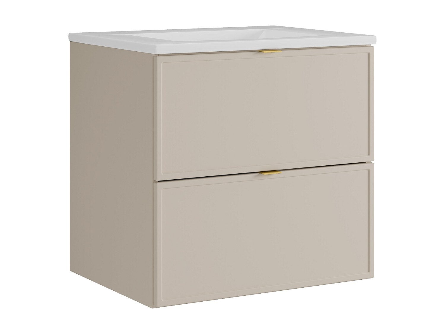 Wisząca szafka łazienkowa z umywalką wpuszczaną – beżowa – 60 cm – ONDIL