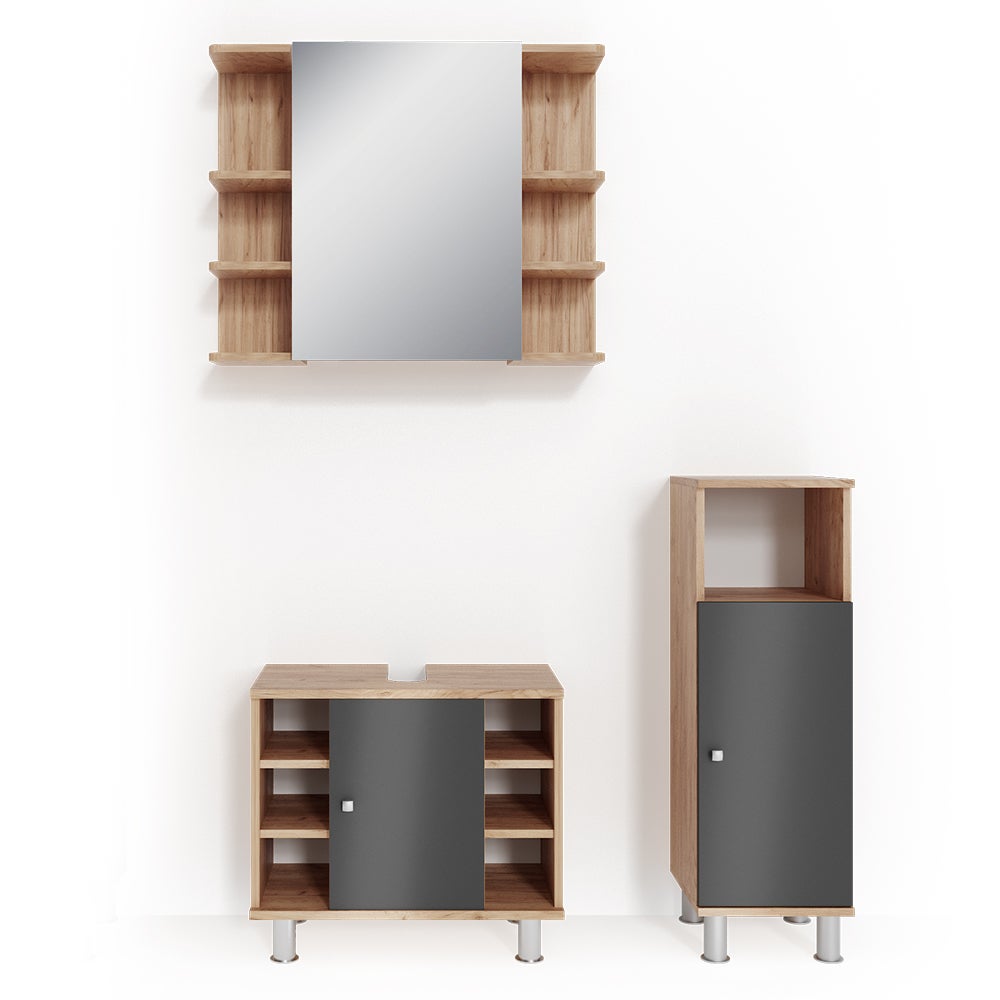 Vicco Zestaw mebli łazienkowych Fynn, Dąb, 3 części
