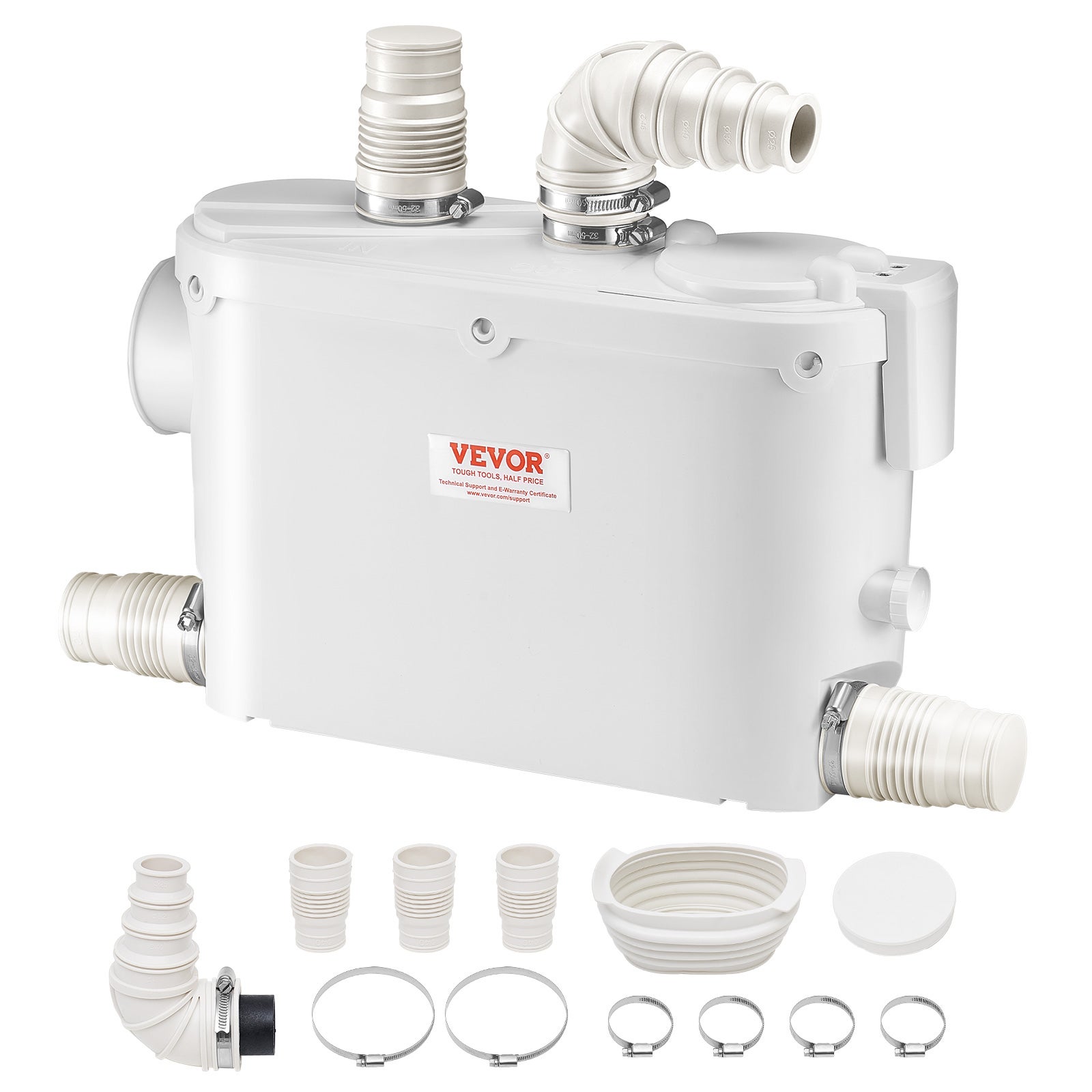 Rozdrabniacz Sanitarny 500W VEVOR, Pompa Podnosząca WC 6600 L/h, Wysokość 8 m, 3 Wloty, Cicha do Toalety, Prysznica, Zlewu, Piwnicy, Wanny