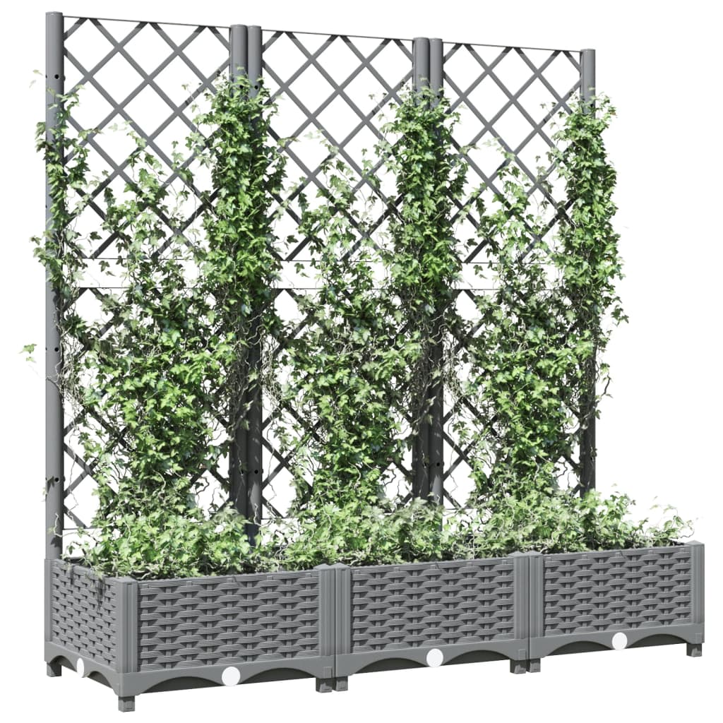 Vaso/floreira jardim c/ treliça 120x40x121,5 cm PP cinza-claro - 3
