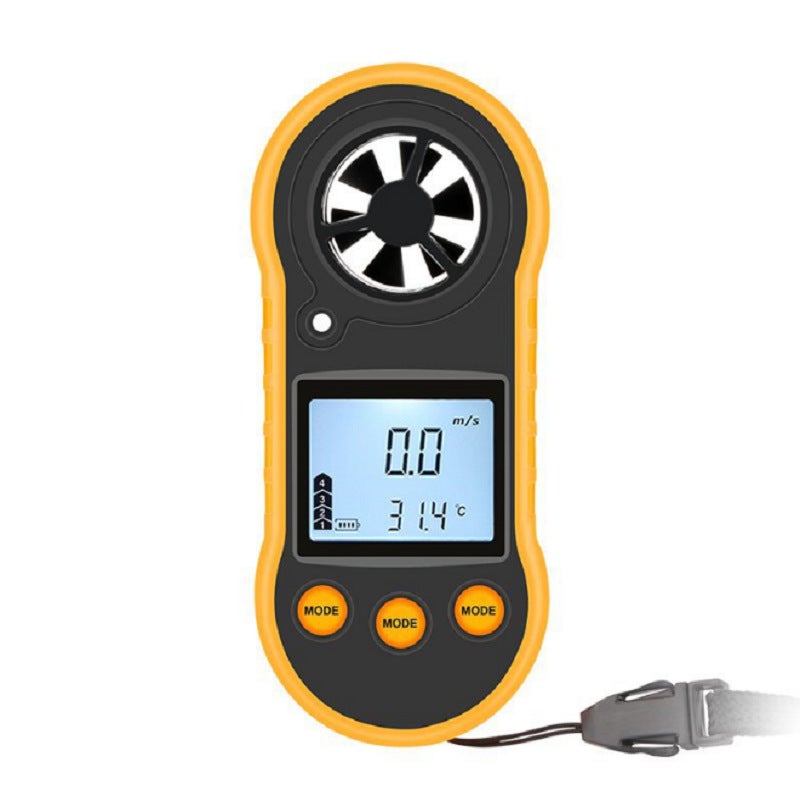 1 sztuka Przenośny Cyfrowy Miernik Prędkości Wiatru z Funkcją Podświetlenia Ergonomiczny Anemometr do Pomiaru Temperatury Prędkości Wiatru