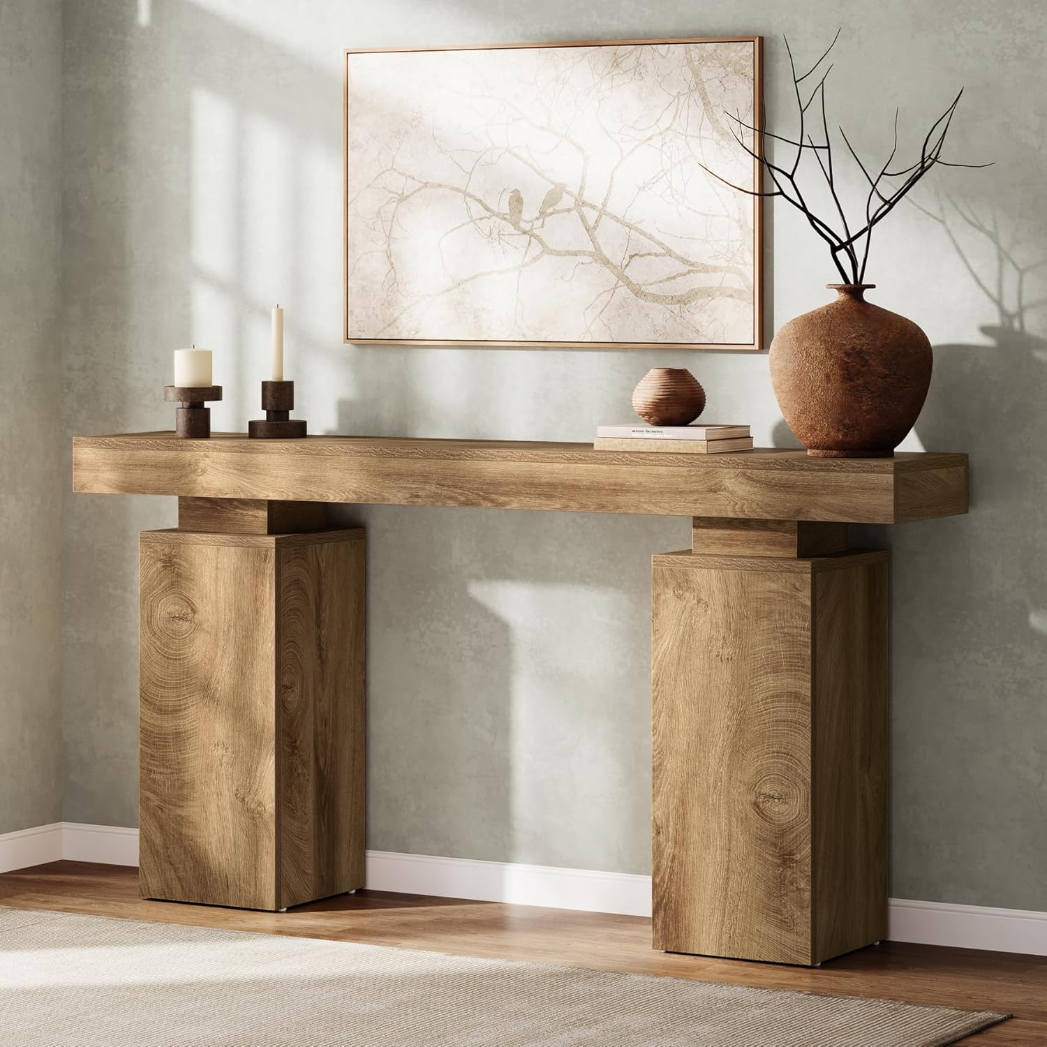 Długi stolik konsolowy Tribesigns – naturalna elegancja i styl rustykalny (160 cm), łatwy montaż - 2