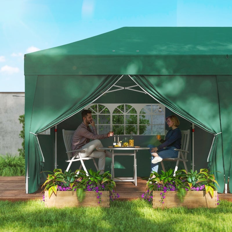 Kiosque 6x3 m dépliant stable, fenêtres fermeture éclair, panneaux latéraux UV. - 7