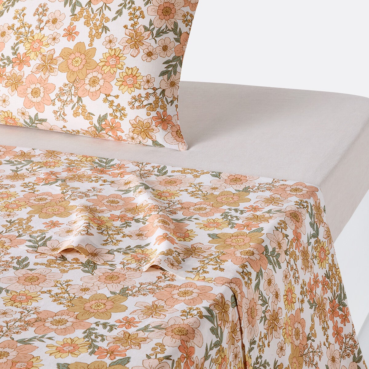 Drap plat coton/lin lavé, Rosemary - Imprimé fleurs - 180 x 290 cm ...
