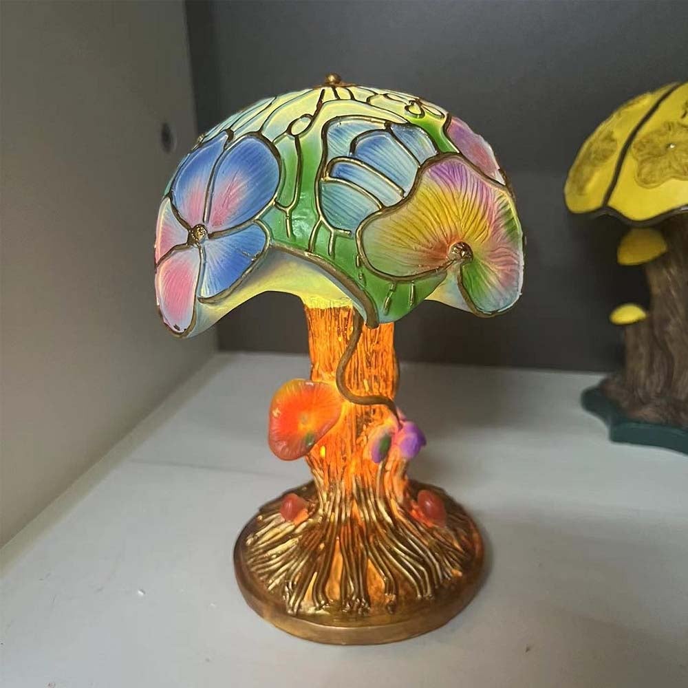 Mini lampa kwiatowa ze szkła i żywicy, kolorowe oświetlenie dekoracyjne do sypialni, salonu, biura, elegancki prezent do wnętrz
