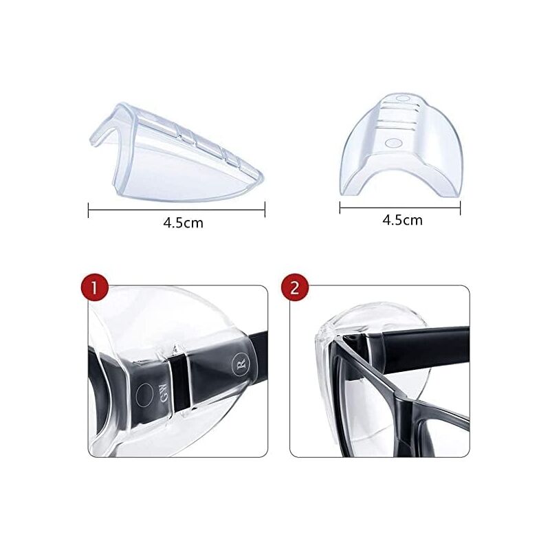 Protections latérales pour lunettes de sécurité, 3 paires de lunettes de sécurité transparentes et flexibles, adaptées aux lunettes de 12 mm et plus - 2