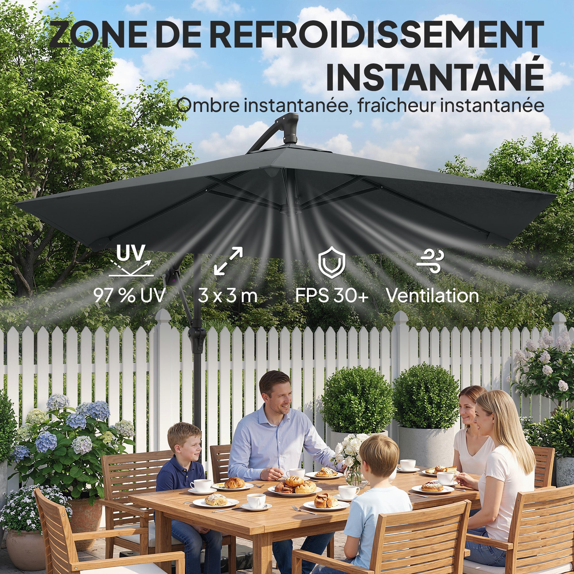 Parasol déporté métal Outsunny - 6