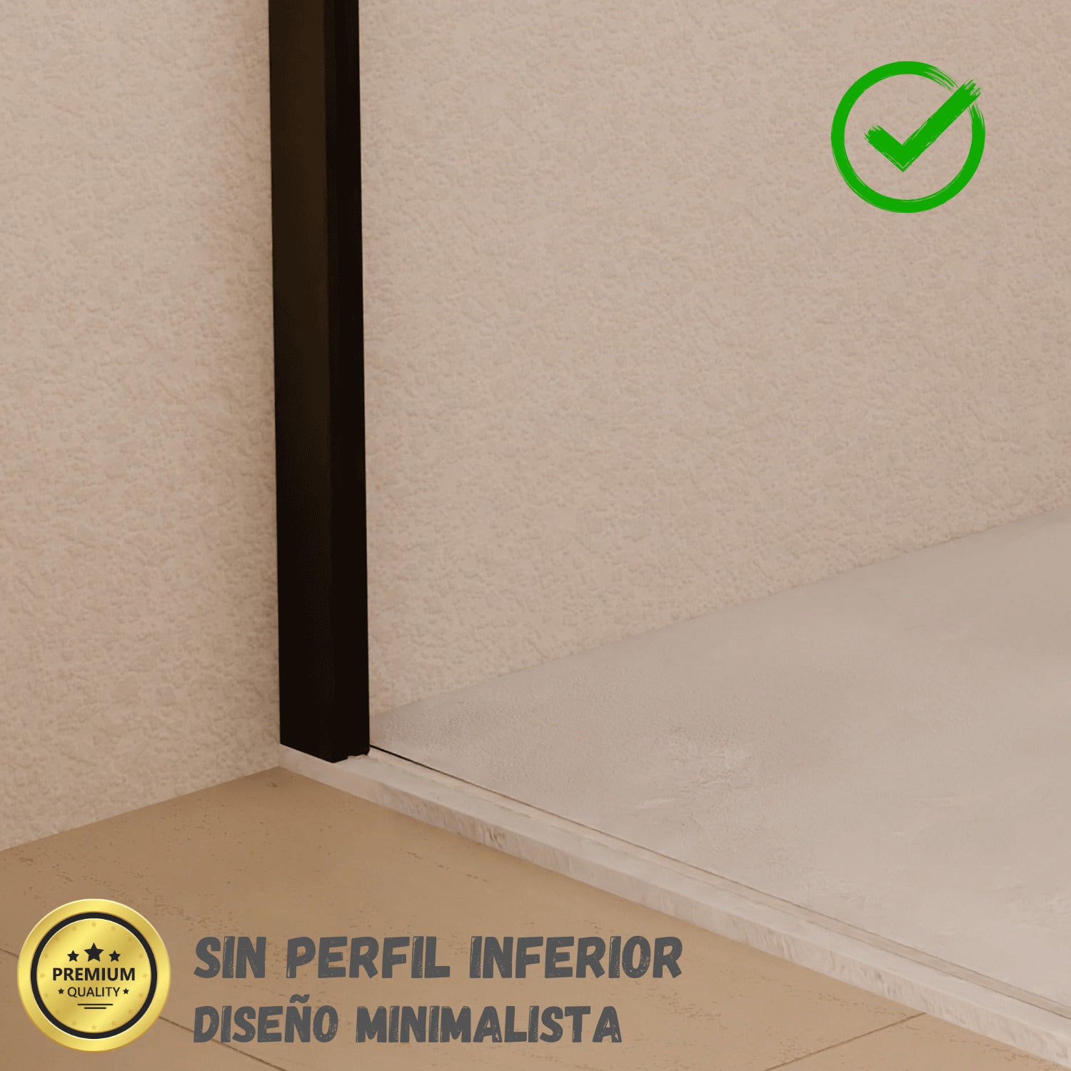 SOULHOME Painel de duche folha fixa, fácil instalação Vidro de segurança anti-calcário de 8 mm, 120 cm de largura x 200 cm de altura, perfil preto - 4