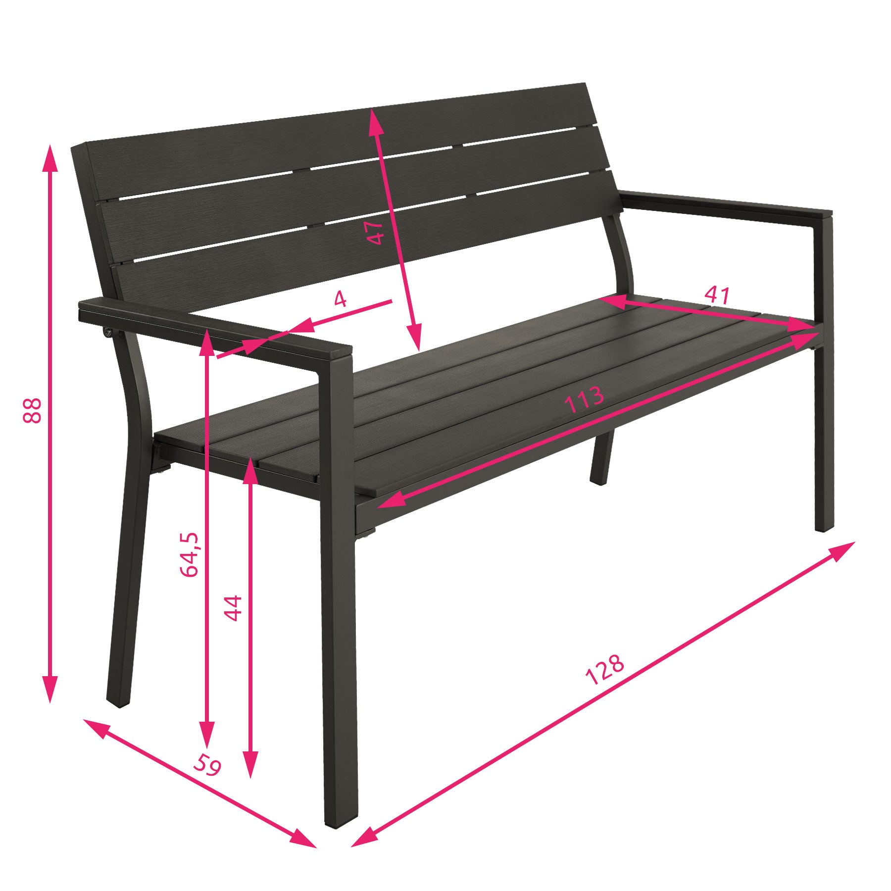 Banc de jardin en aluminium 2 places 128 x 59 x 88 cm TECTAKE - 6