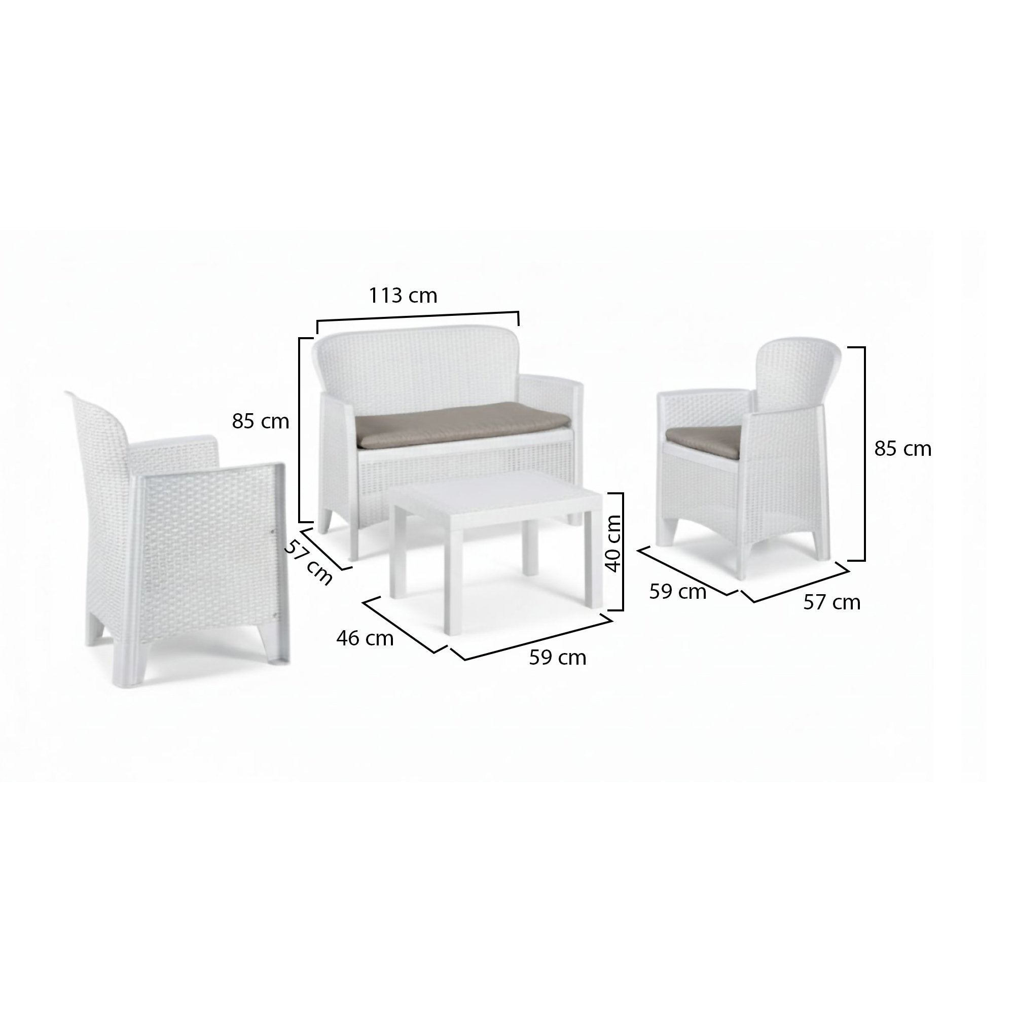 Salon bas de jardin en Plastique Blanc 4 personnes - 8