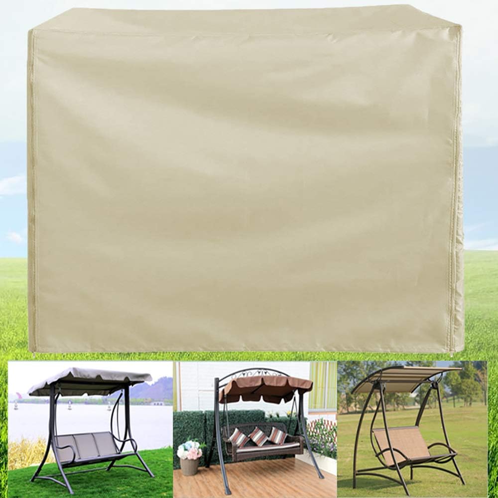 Housse de Balancelle de Jardin 3 Places Imperméable, 220x125x175cm 210D Oxford Bâche de Balancelle Anti-UV Couverture de Protection-Beige - 3