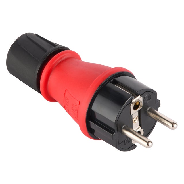Electraline 55082 Spina Professionale Schuko, Protezione IP54, con Ghiera di Bloccaggio Cavo per Facilitare il Cablaggio