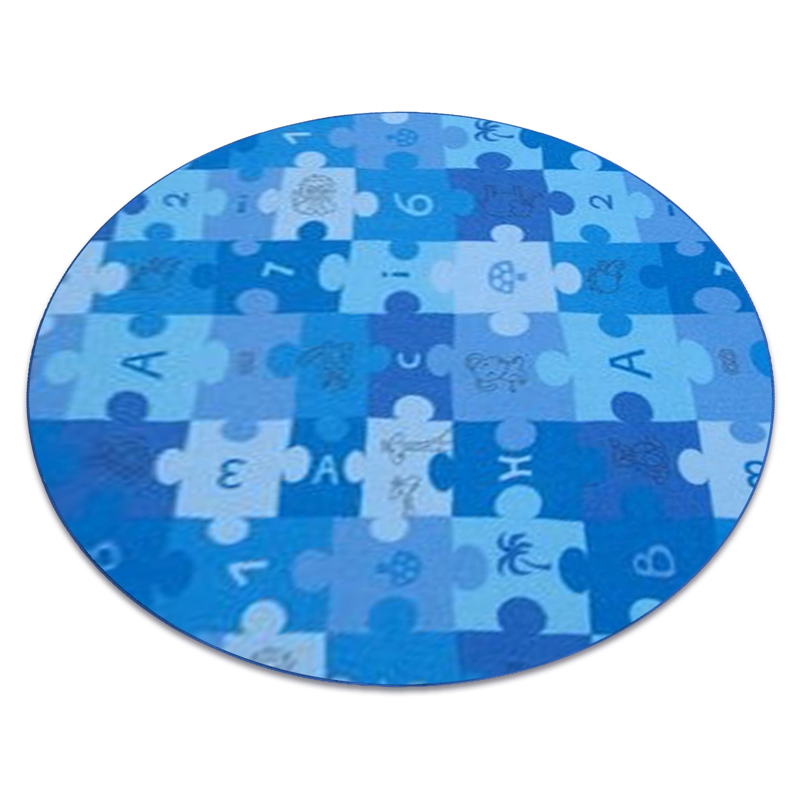 Dywan dziecięcy PUZZLE niebieski koło koło 100 cm