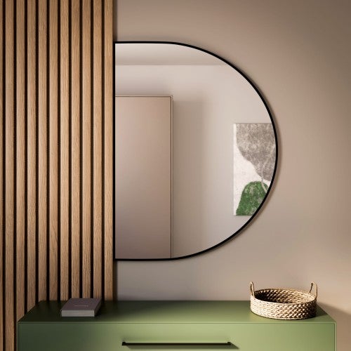 Lustro Tiny Border Semi Round 130x75 ramka czarna