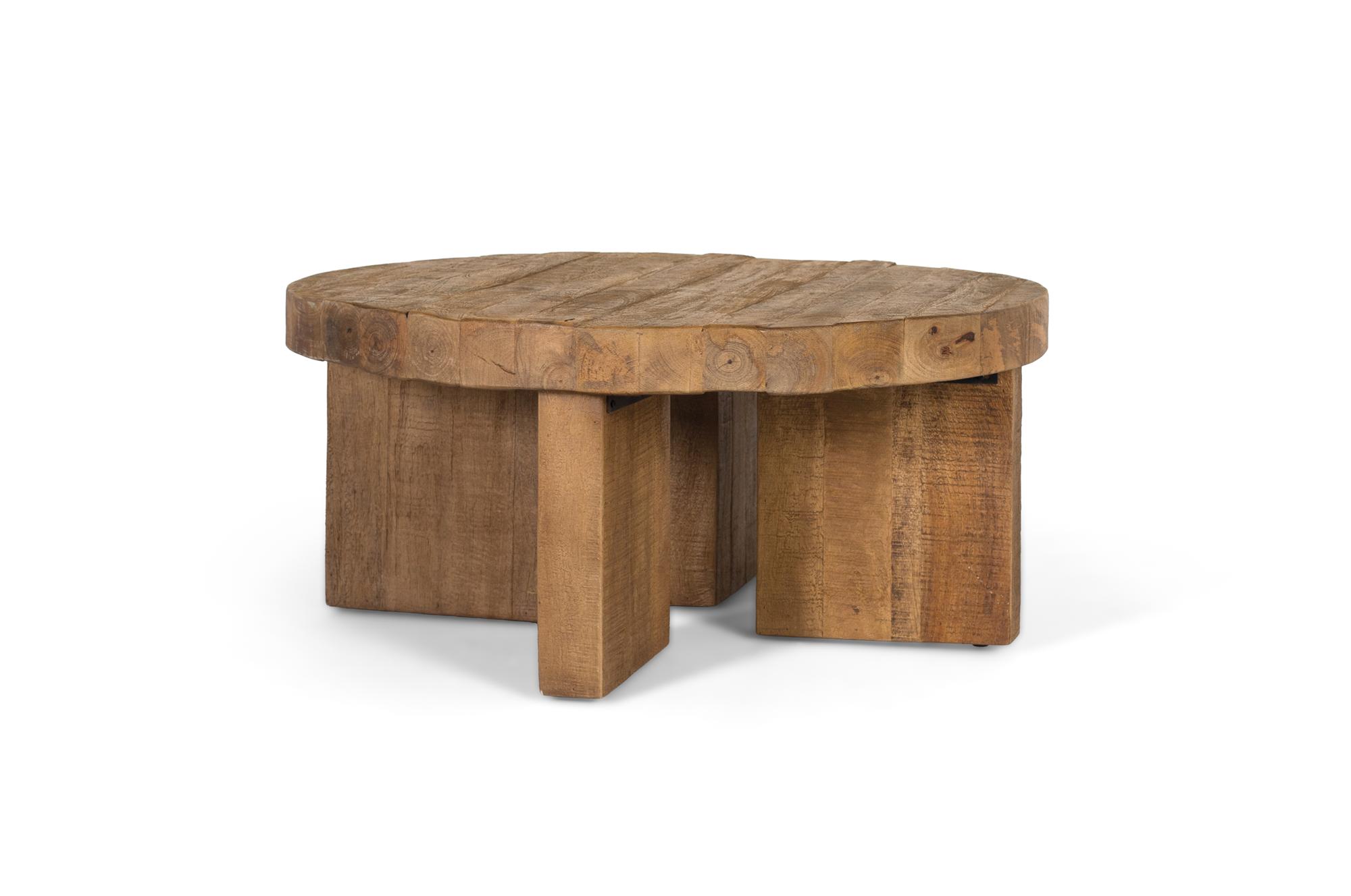 Stół basse ronde z drewna Manguier Naturel