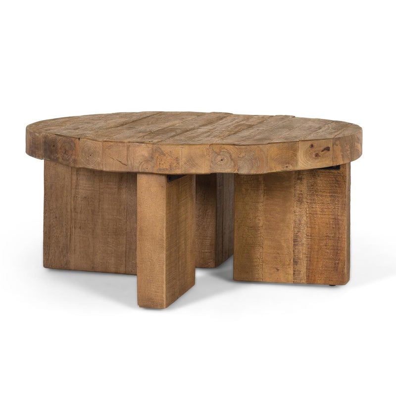 Stół basse ronde z drewna Manguier Naturel