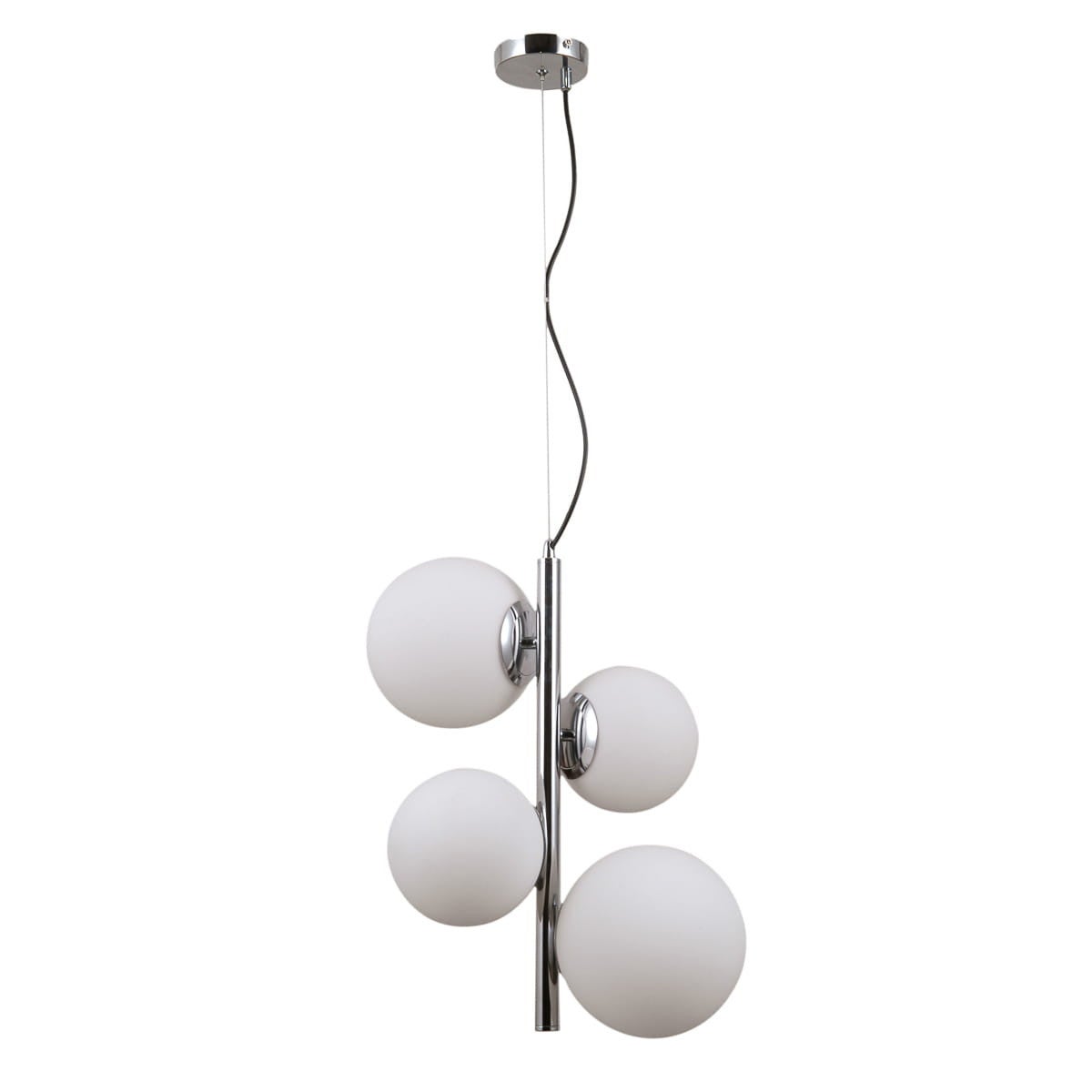 Lampa wisząca Riga chromowana biała 4xE14 / E27x5W nowoczesna wym: 120 x 41 x 41 cm szkło Italux