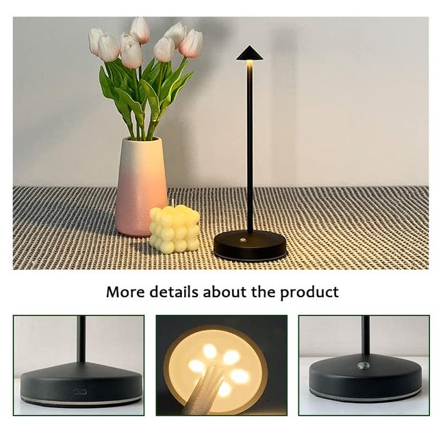Lampada Da Tavolo Senza Fili Ricaricabile 6000 MAh - 3 Luci Dimerizzabili, IP54, Portatile Per Esterno E Interno