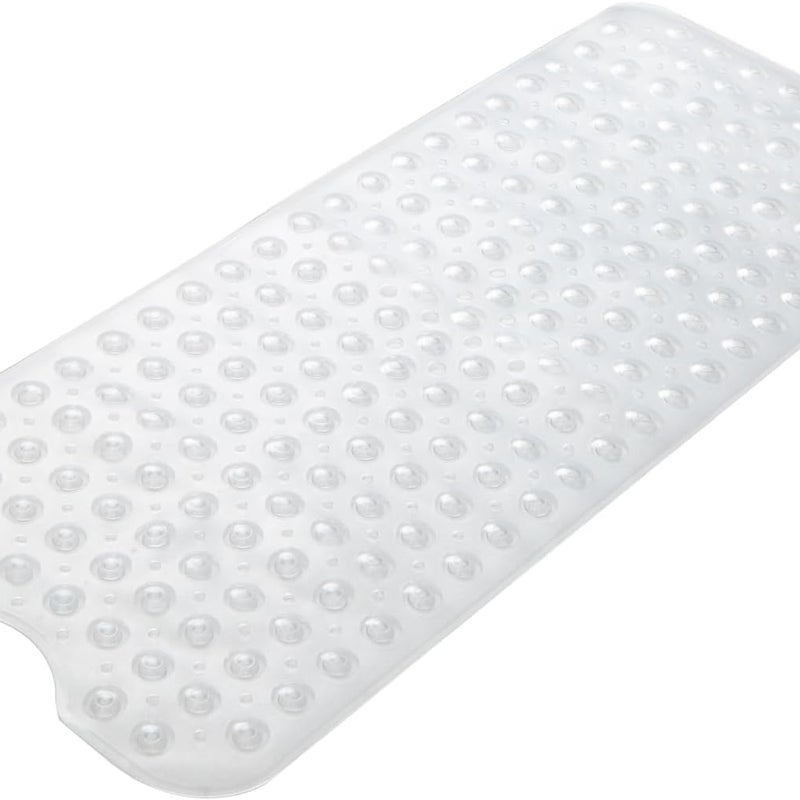 Bardzo długa, antypoślizgowa mata łazienkowa 100 x 40 cm z przyssawkami i otworami drenażowymi, nadająca się do prania w pralce i odporna na pleśń, P