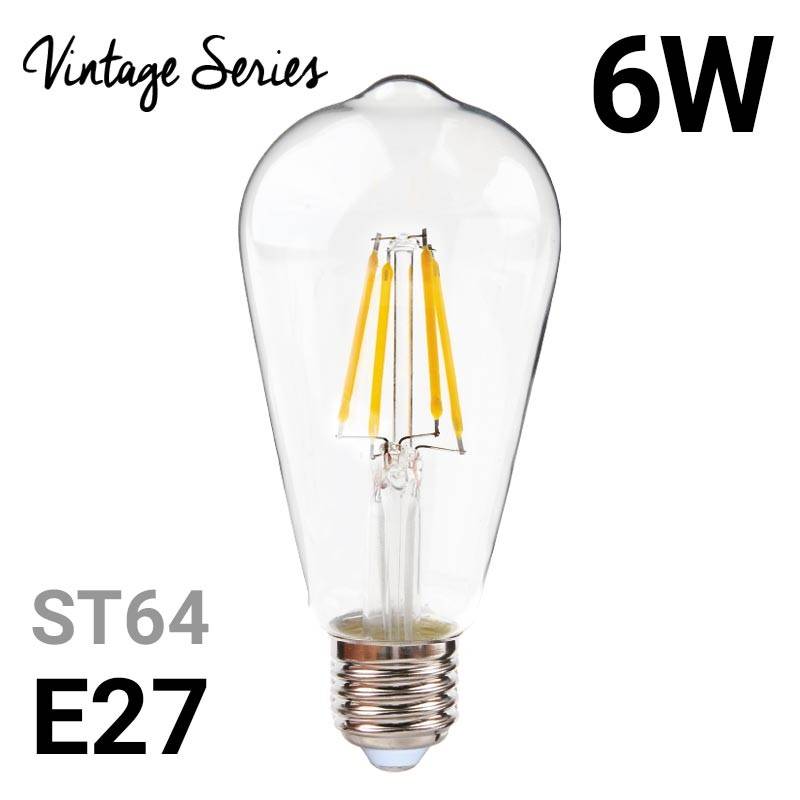 Ampoule LED à Filament Vintage - E27 ST64 - 6W - Blanc Chaud - Blanc Froid - 2