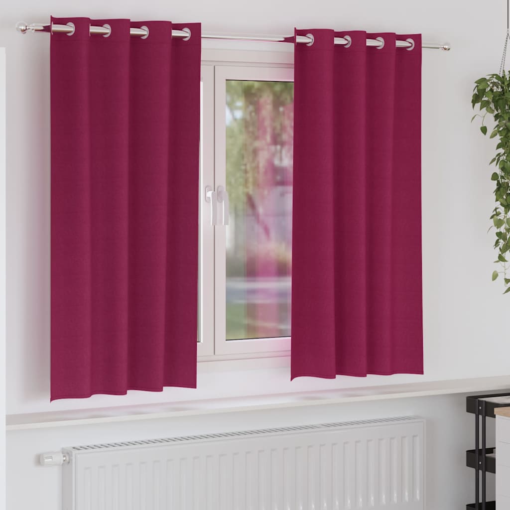 Firany blackout z kółkami 2 pcs Czerwone wino 175 x 140 cm vidaXL