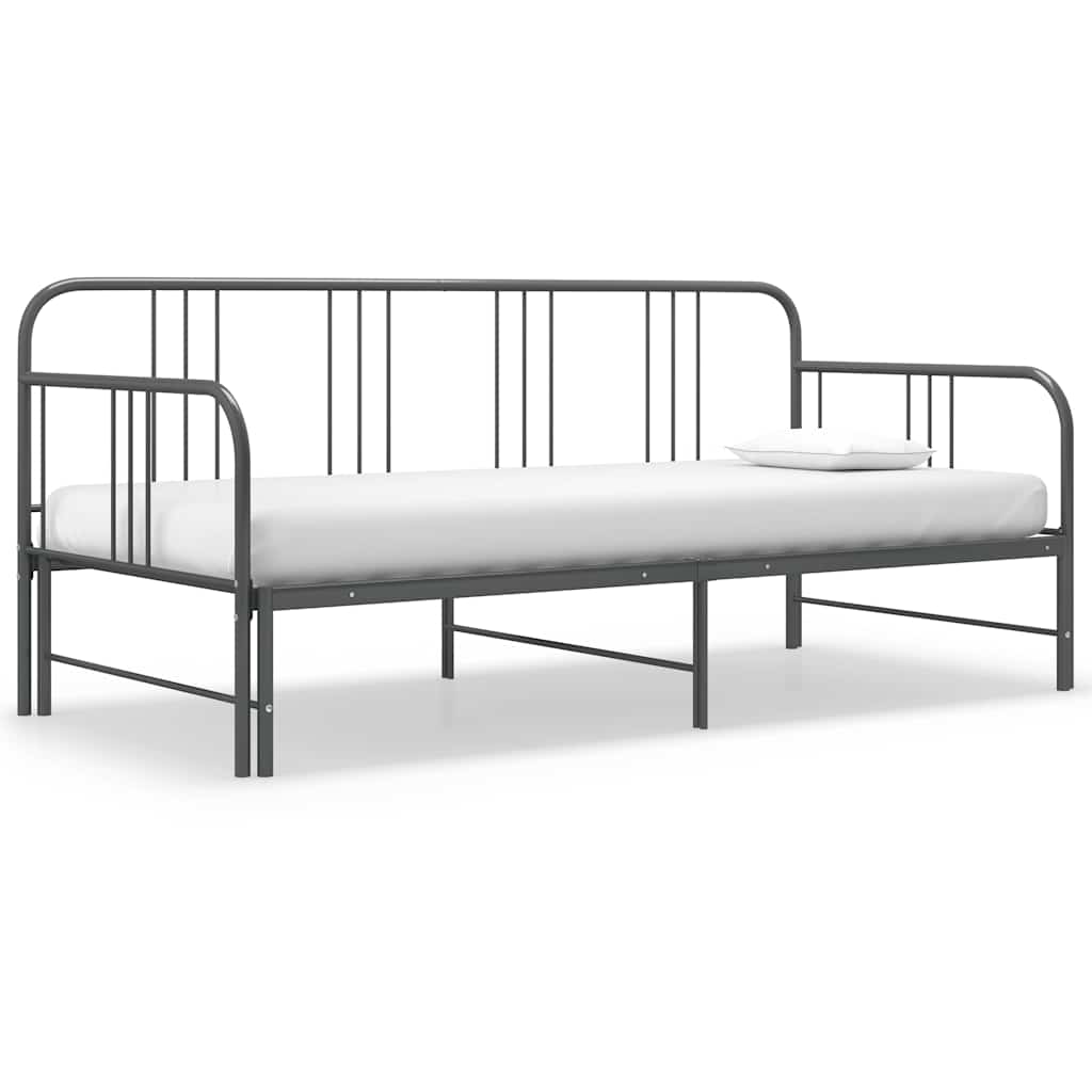 Sofa z wysuwaną ramą łóżka, szara, metalowa, 90x200 cm vidaXL