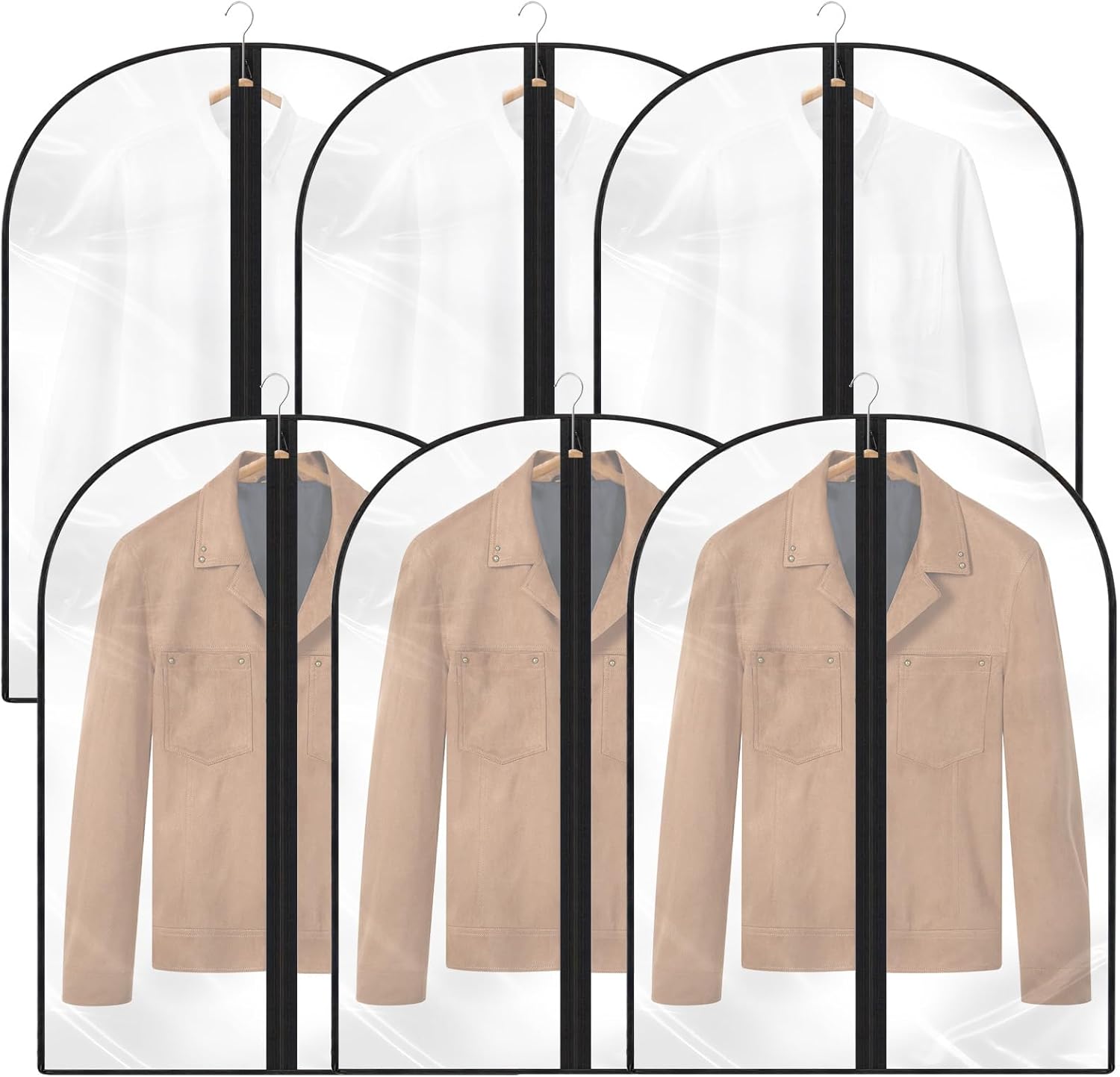szt. worków na ubrania, wiszące pokrowce przeciwpyłowe, przezroczyste wiszące worki na ubrania z zamkiem błyskawicznym, ochronne (60 * 80, czarne)