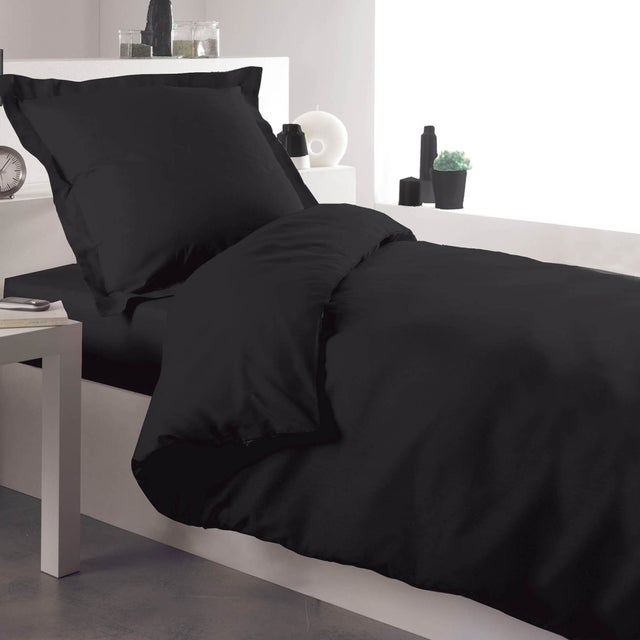 Pack parure 140x 200 cm+ taie + drap housse Noir
