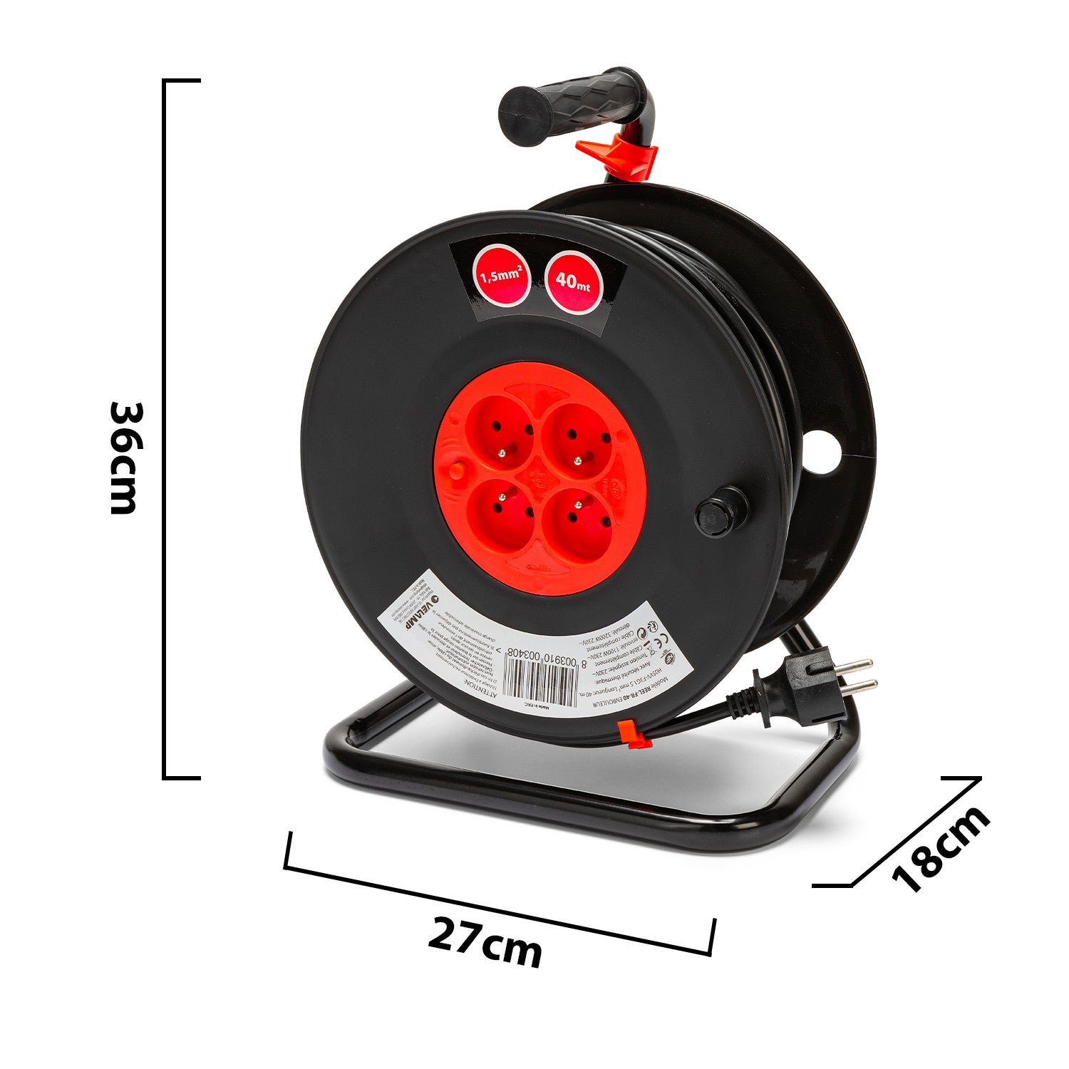 Enrouleur bricolage, 4 prises, 40 mètres, 3G1.5mm2, NF - 2
