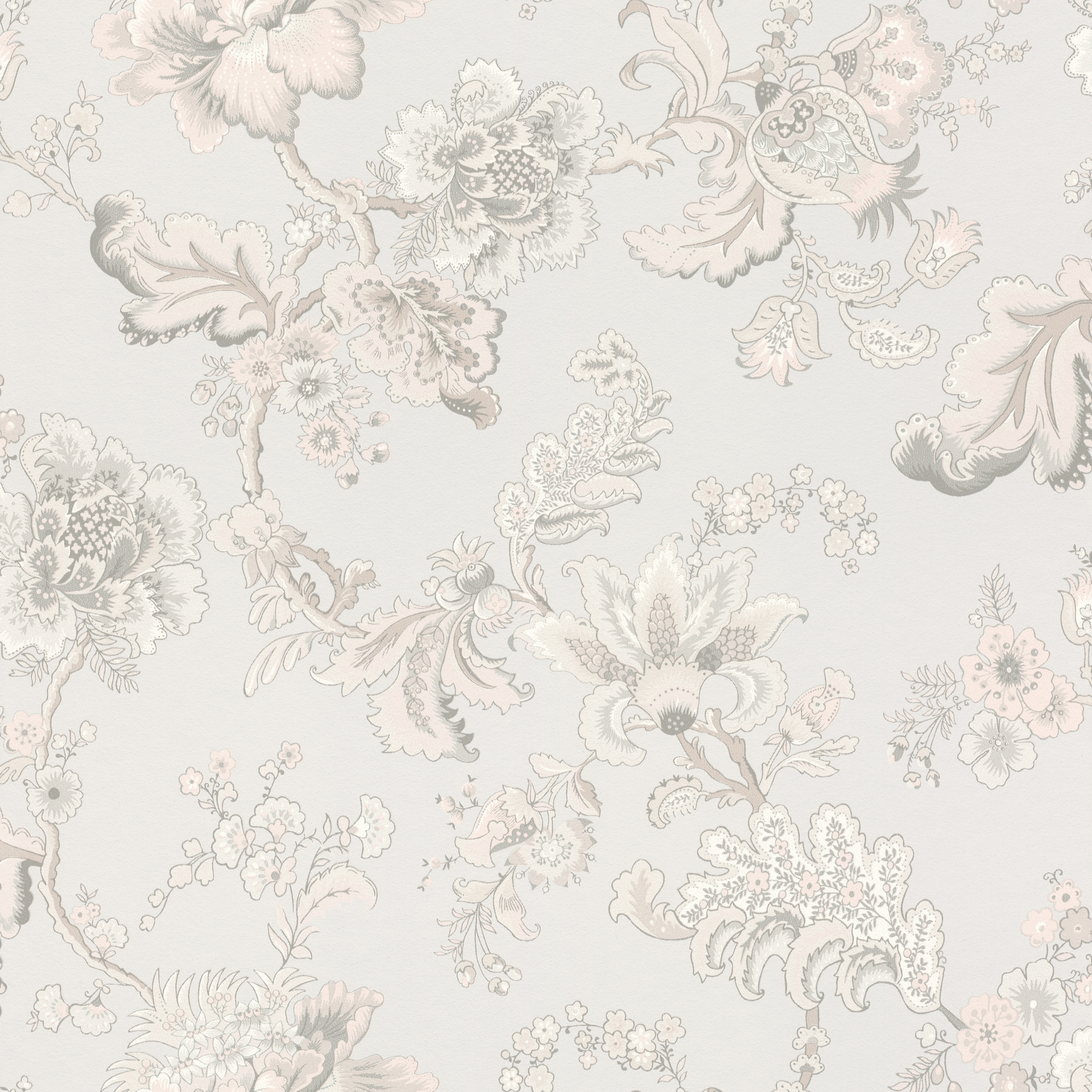 Papel pintado rasch 710588 - papel pintado no tejido claro con grandes flores en rosa, blanco y verde de la colección sophia